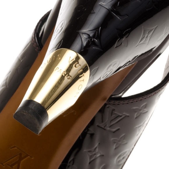 Louis Vuitton Amarante Monogram Vernis No Doubt! Slingback Sandals Size 38 - Picture 6 of 6